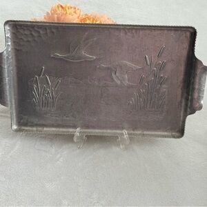 Vintage Mid-Century Modern)1940-1950 Rectangular Tray with Bird Design